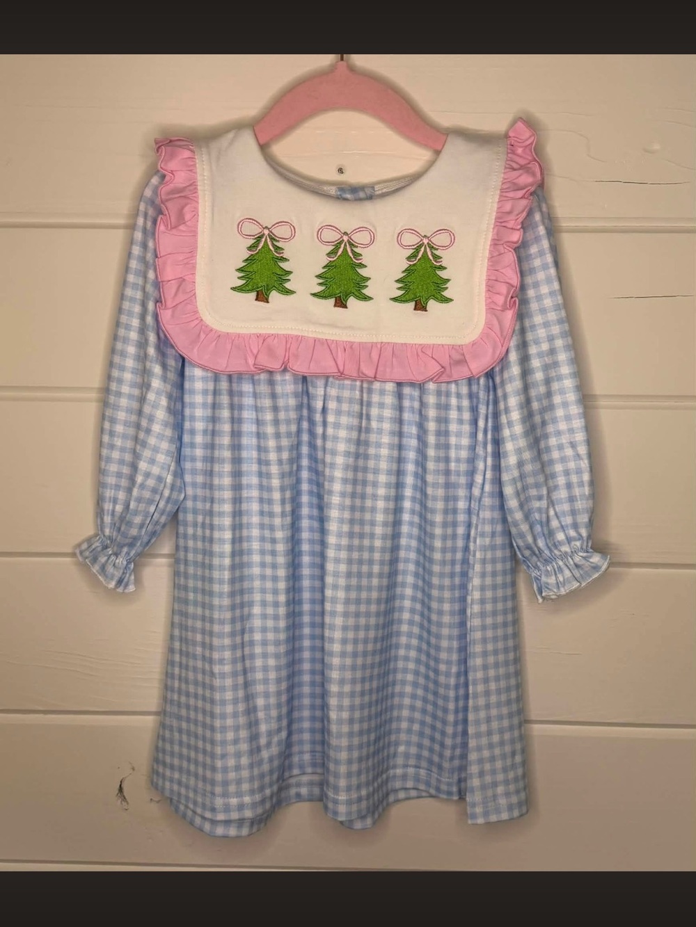 Girls Christmas gingham dress- holiday